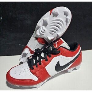 Nike Air Jordan 1 Low TD Football Cleats Chicago White Red Black Shoe Size 10